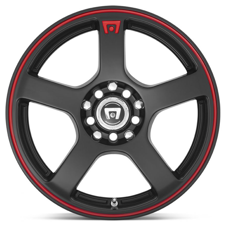 Motegi Racing<br>MR116 FS5 Matte Black Red Stripe (17x7)